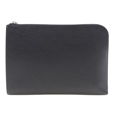 Pre-owned Louis Vuitton Pochette Black Leather Clutch Bag ()