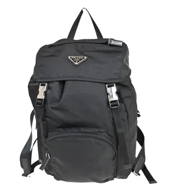Prada Tessuto Black Synthetic Backpack Bag () In Burgundy