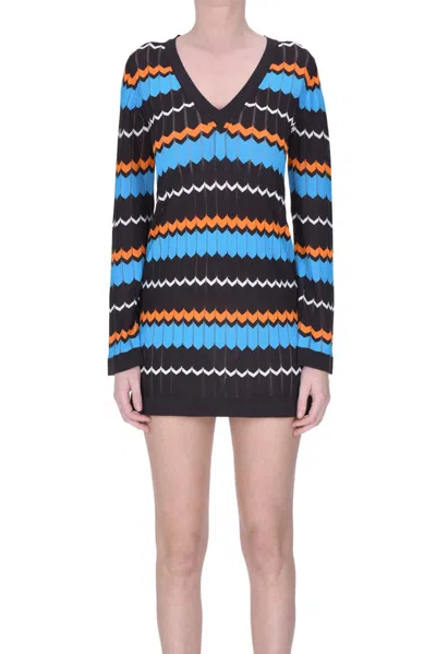 P.a.r.o.s.h Textured Knit Mini Dress In Multicoloured