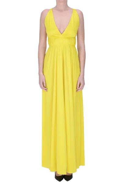 P.a.r.o.s.h Fluid Jersey Long Dress In Yellow