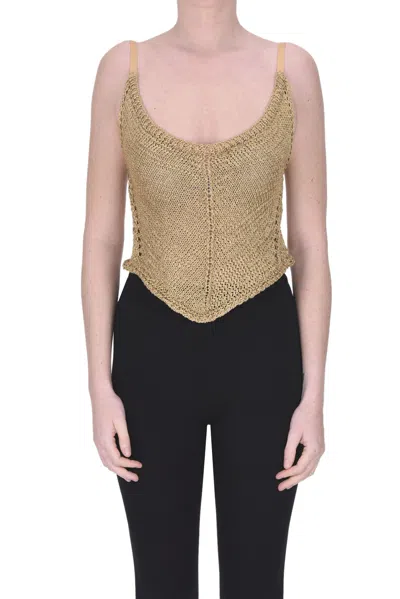 Forte Forte Cropped Knit Top In Gold