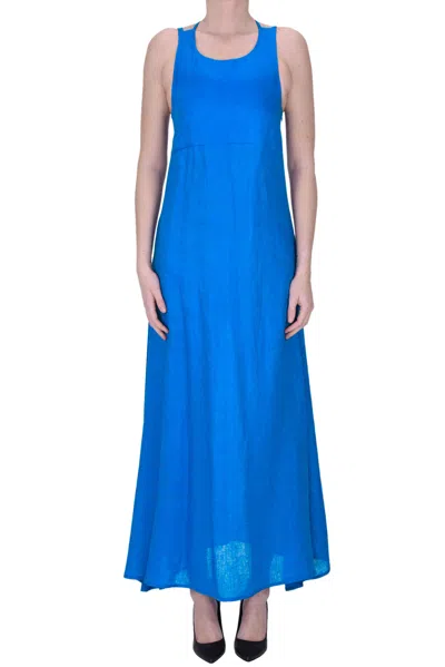 Milva Mi Linen Long Dress In Blue