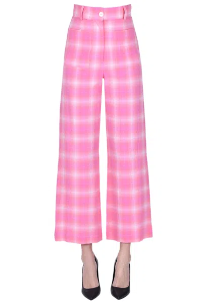 Maria De La Orden Checked Print Trousers In Pink