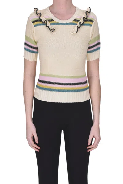 Red Valentino Ruched Pullover In Gold