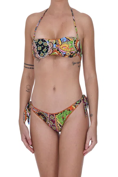Miss Bikini Printed Bandeau Bikini In Multicoloured