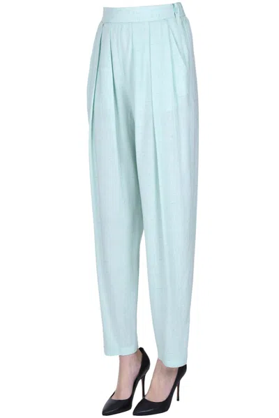 Forte Forte Viscose Trousers In Pastel Green
