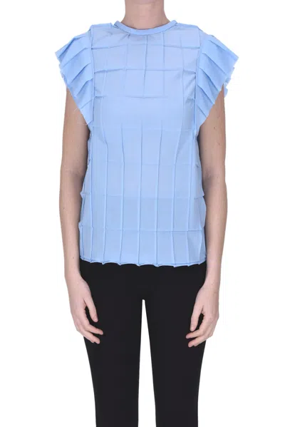 Alysi Textured Fabric Blouse In Light Blue