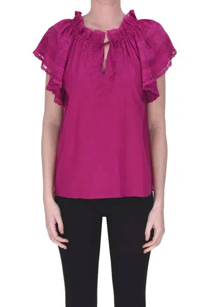 Vanessa Bruno Embroidered Blouse In Fuxia