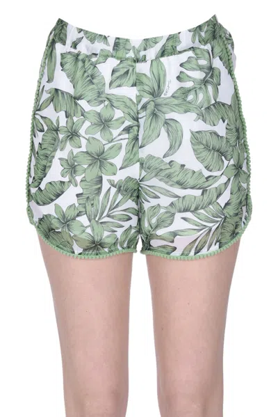 Twinset U&b Flower Print Shorts In Pastel Green