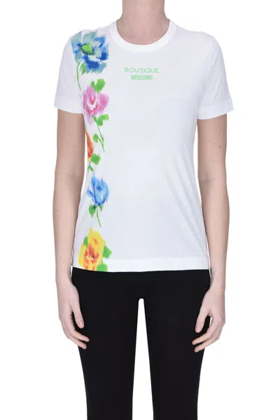 Moschino Boutique Flower Print T-shirt In White