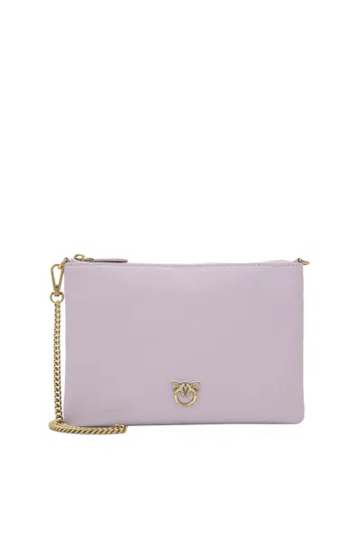 Pinko Flat Classic Clutch Bag In Lilac
