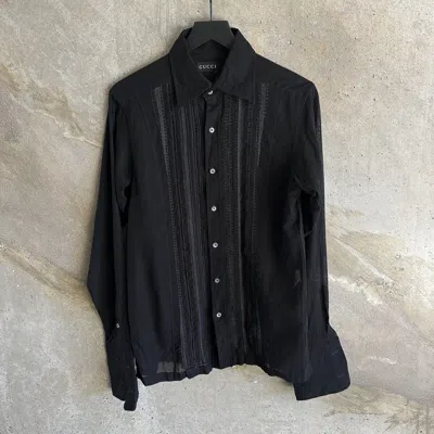 Pre-owned Gucci X Tom Ford Sheer Button Up Shirt In Black