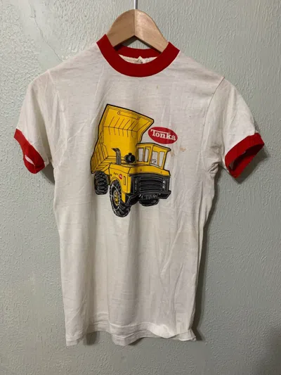 Pre-owned Vintage 70's Tonka Truck Ringer Tee Yeat In White