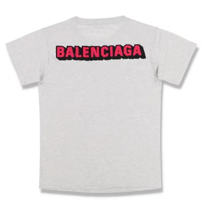 Pre-owned Balenciaga Grey And Pink Back Patch Logo T-shirt