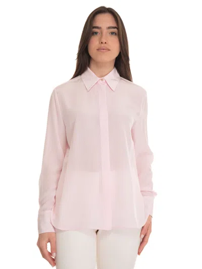 Max Mara Striped Silk Shirt In Pink