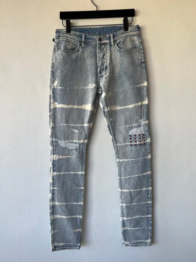 Pre-owned Ksubi Jean 32 Skinny Van Winkle Elektrik Blue Bleached Stripe