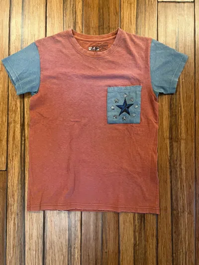 Pre-owned Kapital X Kapital Kountry Vintage Faded Star Pocket T Shirt In Red