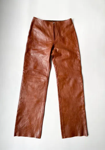 Pre-owned Our Legacy Cognac Leather ‘biker' Trousers In Cacao Cognac