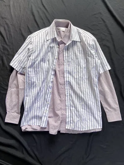 Pre-owned Balenciaga X Vintage Balenciaga 2 In 1 Striped Casual Button Shirt In Purple/white