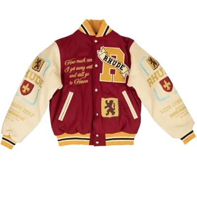 Pre-owned Rhude Bordoux & Creme Le Valley Varsity Jacket Size L In Multicolor