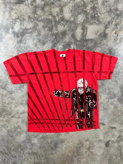 Pre-owned Warren Lotas Red All Over Print " Prison " Tee Sz. Xl