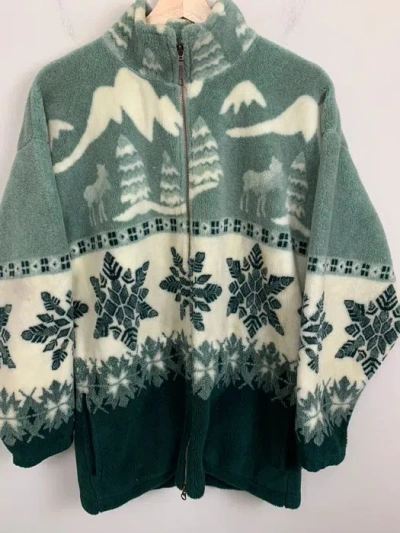 Pre-owned Cabelas X Vintage Cabelas Winter Fleece Zip Sweatshirt In Green