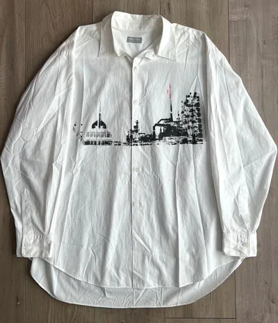 Pre-owned Comme Des Garcons X Comme Des Garcons Homme 1991 Comme Des Garcons Homme Arabic Skyline Runway Button Up In White