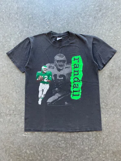 Pre-owned Nfl X Vintage Crazy Vintage 80's Eagles Randall Cunningham Graphic Tee In Faded Black