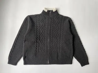 Pre-owned Dries Van Noten Sample Drivers Patterned Knit Sweater In Dark Grey