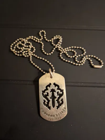 Pre-owned Chrome Hearts Dagger Dog Tag Pendant Necklace In Silver