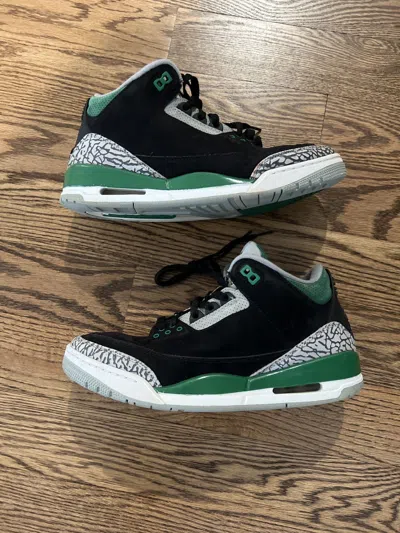 Pre-owned Jordan Brand Size 10 Jordan 3 “pine Green” Shoes In Black