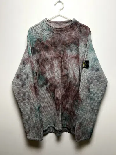 Pre-owned Archival Clothing X Stone Island Y2k Archive Chunky Tie Dye Sweater L-xl In Camo