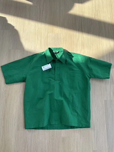Pre-owned Auralee High Density Finx Linen Weather Shirt In Emerald Green