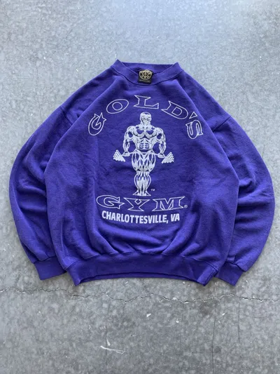 Pre-owned Made In Usa X Vintage Crazy Vintage 90's Golds Gym Sweatshirt Boxy Fit In Purple