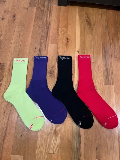Pre-owned Supreme Hanes Socks Variety Colors Set Of 4 In Multicolor
