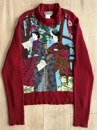 Pre-owned Yohji Yamamoto Aw95  Rokumeikan Runway Oversized Knit Sweater In Burgundy