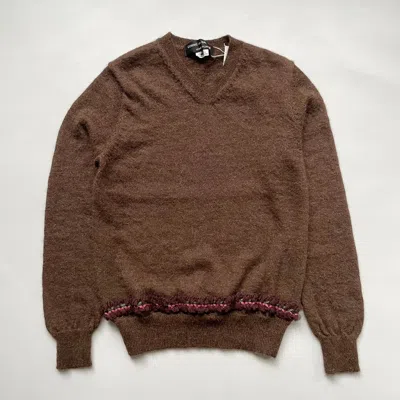 Pre-owned Comme Des Garcons X Comme Des Garcons Homme Plus A/w 04 Floral Hem Wool Sweater In Brown