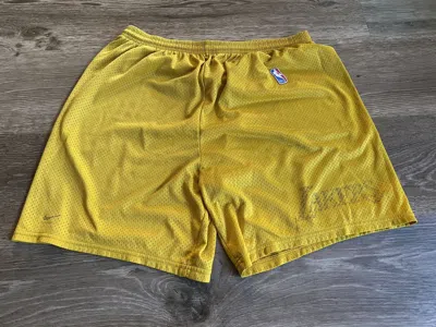 Pre-owned Lakers X Nike Vintage 90's Nike Lakers Mesh Shorts In Yellow