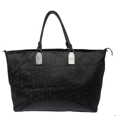 Dkny Signature Canvas Tote In Black