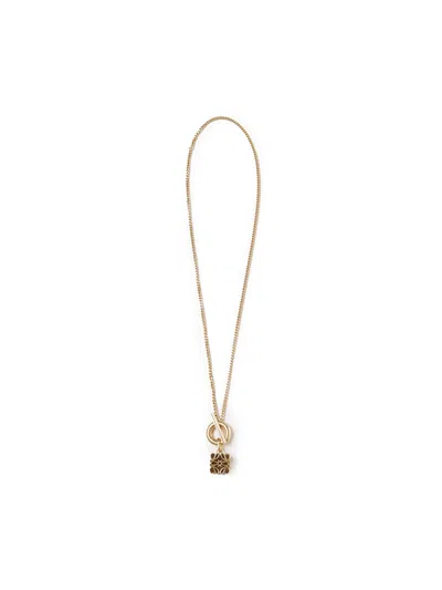 Loewe Anagram Pendant Necklace In Gold