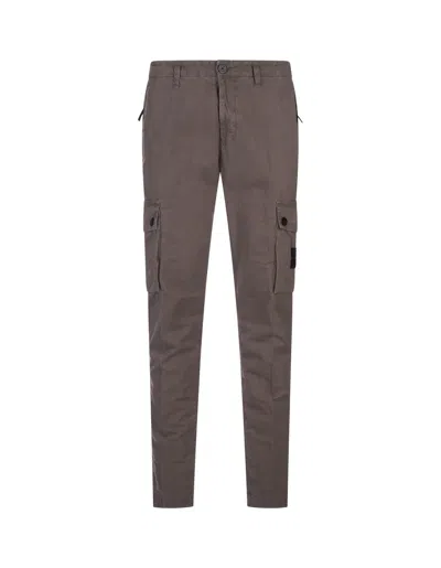 Stone Island Dove Cargo Trousers With Old Effect In Brown