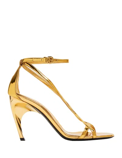 Alexander Mcqueen Armadillo Metallic Leather Sandals In Gold