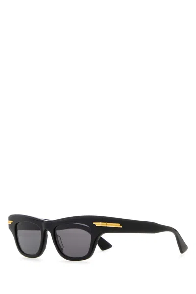 Bottega Veneta Black Squared Acetate Sunglasses In 001 Black