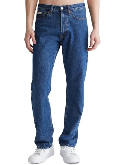Calvin Klein Mens Classic Rise Standard Fit Straight Leg Jeans In Blue