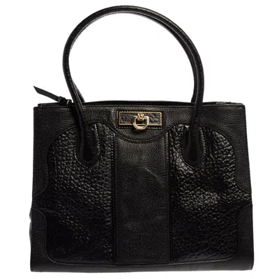 Dkny Textured Leather Middle Zip Tote In Black