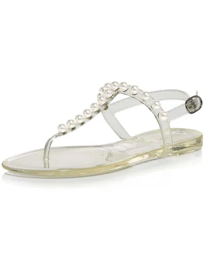 Stuart Weitzman Goldie Jelly Womens Beaded Ankle Strap Thong Sandals In Multi