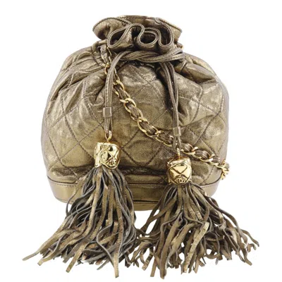Pre-owned Chanel Fringe Pony-style Calfskin Shoulder Bag () In Gold