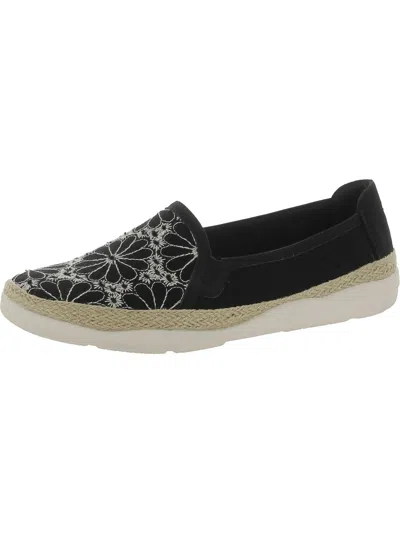 Clarks Elaina Harbor Womens Canvas Embroidered Loafers In Black