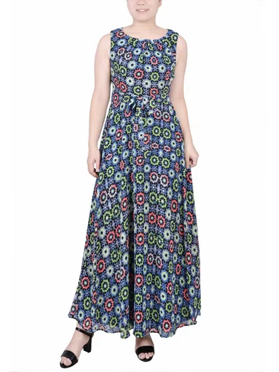 Ny Collection Petites Womens Chiffon Floral Maxi Dress In Multi