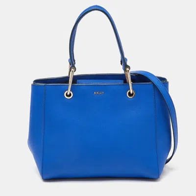 Dkny Leather Julius Md Zip Tote In Blue